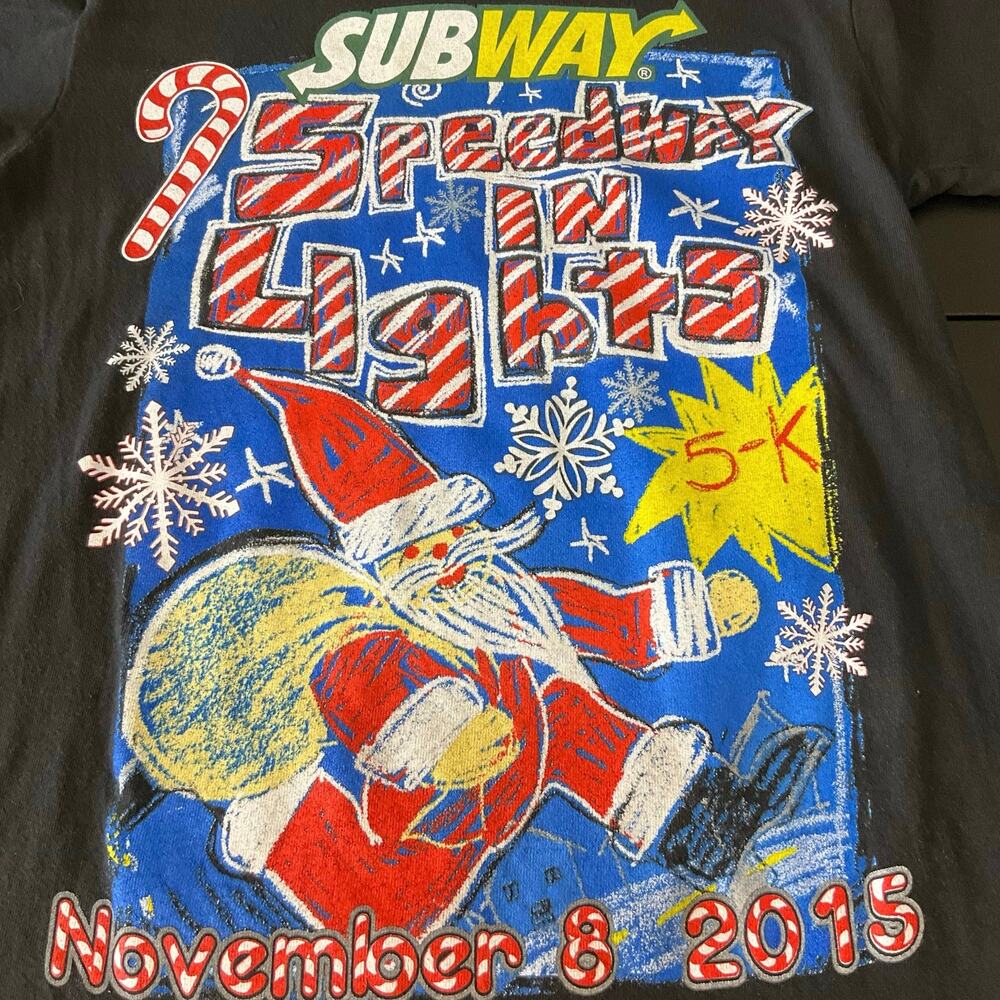 Subway Speedway In Lights 5K Shirt Adult Small Black Long Sleeve - Picture 5 of 13